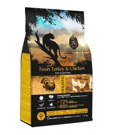 Ambrosia Bezerny holistic for kittens turkey and chicken 1.5 kg - Buy Online on GoSupps.com
