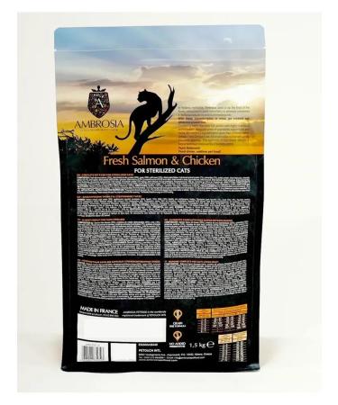 Ambrosia for sterilized cats salmon and chicken 1.5 kg - Buy Online on GoSupps.com