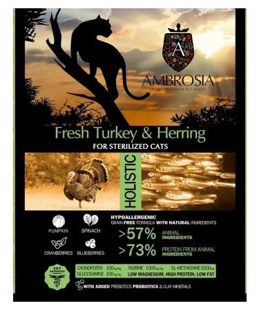 Ambrosia for sterilized cats turkey and herring 5kg - Buy Online on GoSupps.com