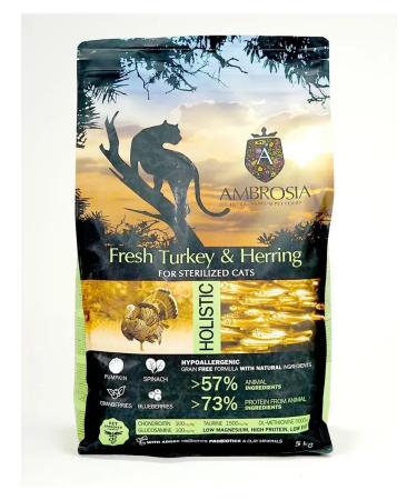 Ambrosia for sterilized cats turkey and herring 5kg - Buy Online on GoSupps.com