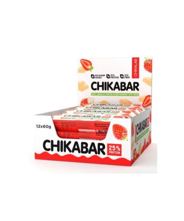 CHIKALAB Protein strawberry bar with cream 60 gr 20 pcs - Buy Online on GoSupps.com