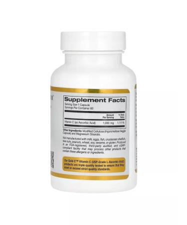 California Gold Nutrition Gold C Vitamin C 1000 mg 60 capsules - Buy Online on GoSupps.com