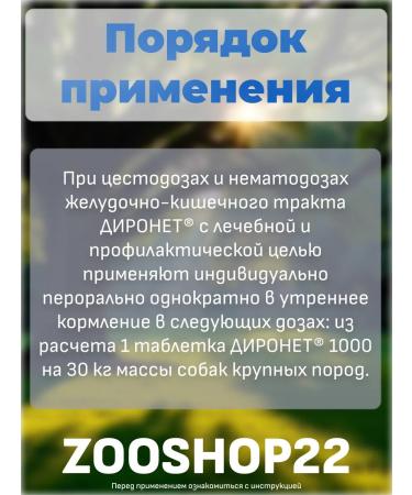 AVZ Dironet 1000 tablets for deworming large breed dogs 6  - Buy Online on GoSupps.com