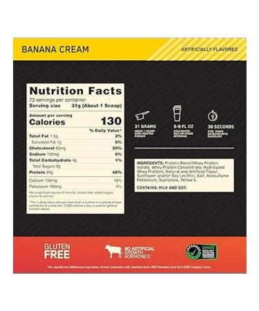 Optimum Nutrition 100% Whey Gold Standart Banana Banana 2.28kg 76 servings - Buy Online on GoSupps.com