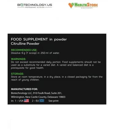 BiotechnologyUS CITRULLINE POWDER 200G l citrullin Malat powder citrulin - Buy Online on GoSupps.com