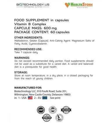 BiotechnologyUS Vitamin b Complex 60kaps complex Vitamin B C - Buy Online on GoSupps.com