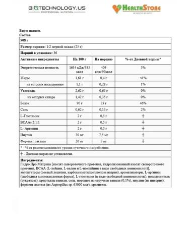 BiotechnologyUS Whey Hydrolysate Hydrotech 0.9 kg chocolate hydrolyzate protein - Buy Online on GoSupps.com