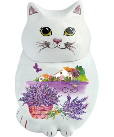 GET&JOY Black tea in a teapier of ceramic cat-bouquet of lavender
