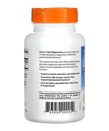 Doctor's Best Magnesium Helat Magnesium 100 mg 120 tablets - Buy Online on GoSupps.com