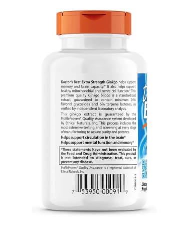 Doctor's Best Ginkgo biloba Extra Strength Ginkgo 120 mg 120 capsules - Buy Online on GoSupps.com