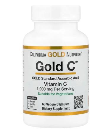 California Gold Nutrition Vitamin C 1000 mg 60 Gold C capsules