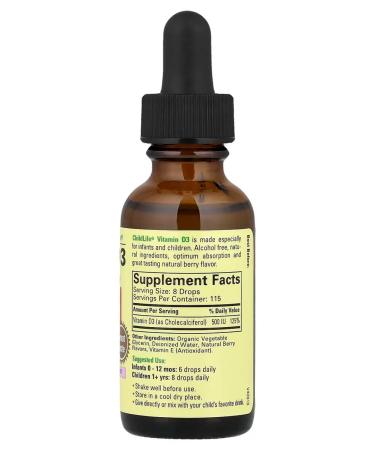 ChildLife Vitamin D3 vitamin D3 with the taste of natural berries 30 ml - Buy Online on GoSupps.com