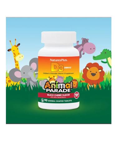 Natures Plus Vitamin D3 for children Animal Parade Vitamin D3 90 Zhev. Table