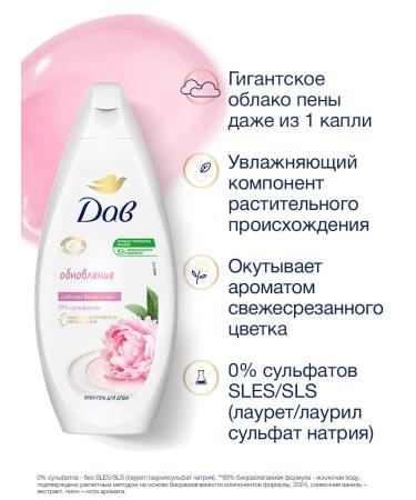 Dav Shower gel cream female peony and cream vanilla 250 ml - Buy Online on GoSupps.com
