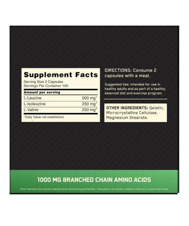 Optimum Nutrition BCAA 1000 200 Capsules (BCAA amino acids) - Buy Online on GoSupps.com