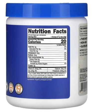 Nutricost Organic powder made of pineapple without additives 227 g - Buy Online on GoSupps.com