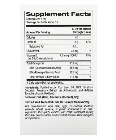 California Gold Nutrition Liquid DHK for children omega-3 with vitamin D3 1050 mg 59 ml - Buy Online on GoSupps.com