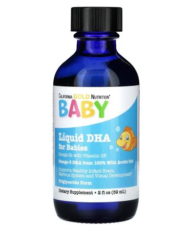 California Gold Nutrition Liquid DHK for children omega-3 with vitamin D3 1050 mg 59 ml - Buy Online on GoSupps.com