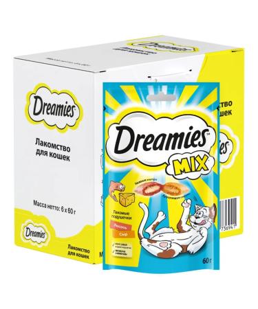 DREAMIES MIX pillow for cats salmon cheese 60 g 6 pcs - Buy Online on GoSupps.com