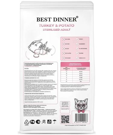Best dinner Feed for sterilized cats turkey and potatoes 10 kg - Buy Online on GoSupps.com