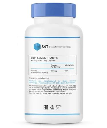 SNT Swiss Nutrition Technology SNT Vitamin K2 (menachinon) 100 g 90 capsules - Buy Online on GoSupps.com