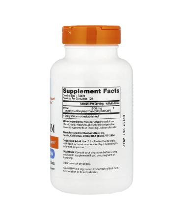 Doctor's Best MSM with Optimsm 1500 mg 120 tablets - Buy Online on GoSupps.com