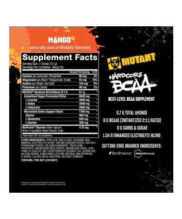 Mutant Amino acids Hardcore BCAA 390 g - mango - Buy Online on GoSupps.com