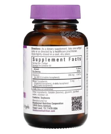 Bluebonnet Vitamin E 400 IU 50 capsules - Buy Online on GoSupps.com