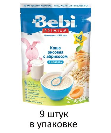 Bebi Premium Milk rice porridge with apricot 4 months 9 pcs for 200 grams