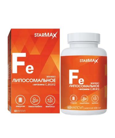 no brand Starmax lipos. Iron + vit. C 60 caps. 436 mg