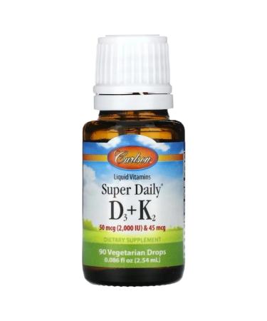 Carlson Vitamins D3 + K2 2000 ME Super Daily 2.54 ml - Buy Online on GoSupps.com