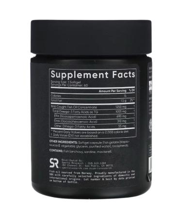 Sports research Omega-3 fatty acids for sports nutrition 60 caps - Buy Online on GoSupps.com