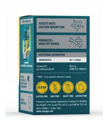 UESUPPS Ultra Energy Vitamin D3 2000 Caps Caps X240 - Buy Online on GoSupps.com