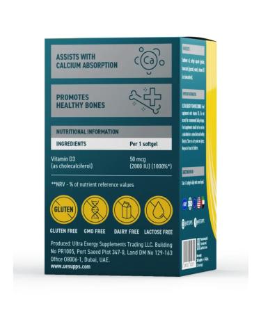UESUPPS Ultra Energy Vitamin D3 2000 Caps Caps X240 - Buy Online on GoSupps.com