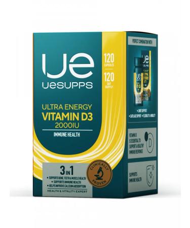 UESUPPS Ultra Energy Vitamin D3 2000 Caps Caps X120 - Buy Online on GoSupps.com