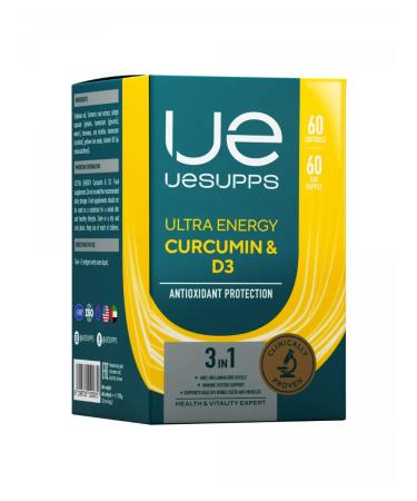 UESUPPS Ultra Energy Kurkumin and Vitamin D3 caps x60 - Buy Online on GoSupps.com
