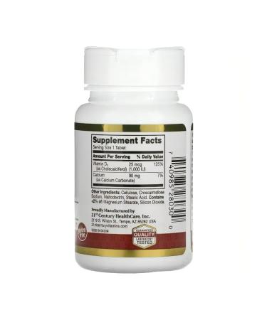 21st Century Vitamins Vitamin D3 21st century 25 MCG (1.000 IU) 60 Tablets - Buy Online on GoSupps.com