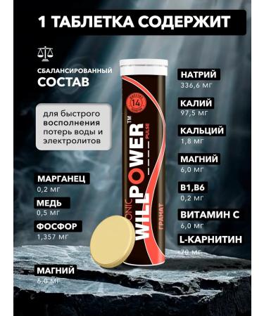 WILLPOWER Isotonic pomegranate 14 hissing tablets - Buy Online on GoSupps.com