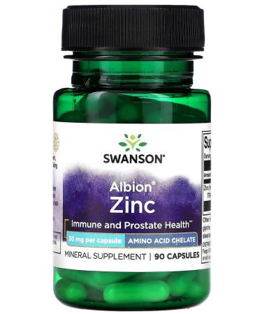Swanson (USA) ZINC Albion Chelated 30 Mg 90 Caps Swanson USA
