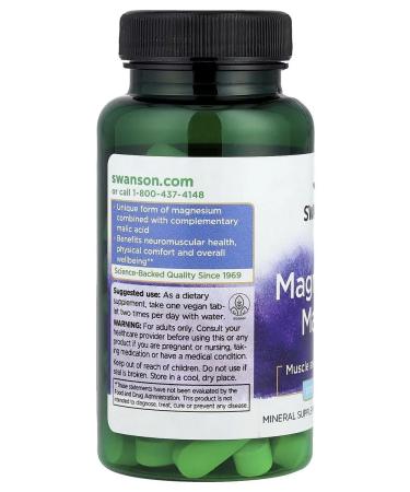 Magnesium Malate 1000 MG 60 Vegan Tabs Swanson USA - Buy Online on GoSupps.com