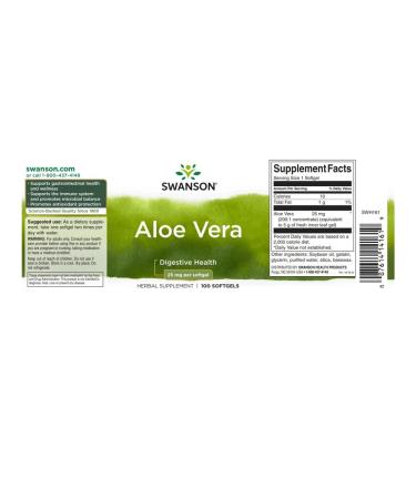Aloe Vera 25 Mg 100 Softgels Swanson USA Aloe Vera - Buy Online on GoSupps.com