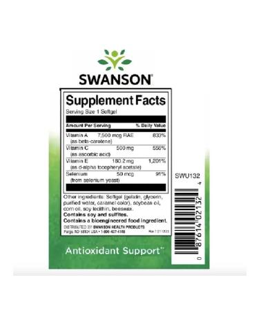 Swanson (USA) Vitamin A C E & Selenium (Aces) 60 Softgels Swanson USA - Buy Online on GoSupps.com