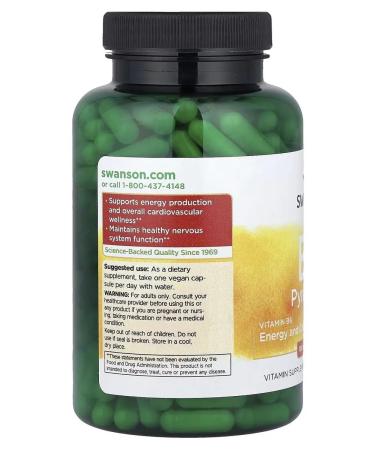 Vitamin B-6 Pyridoxine 100 MG 250 Caps Swanson USA - Buy Online on GoSupps.com