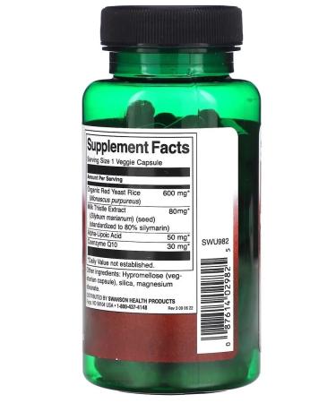 Red Yeast Rice & CoQ10 60 Vegancaps Swanson USA - Buy Online on GoSupps.com