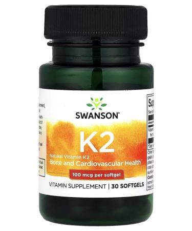 Vitamin K-2 Natural 100mcg 30softgels Swanson USA