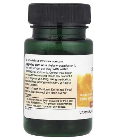 Vitamin K-2 Natural 100mcg 30softgels Swanson USA - Buy Online on GoSupps.com