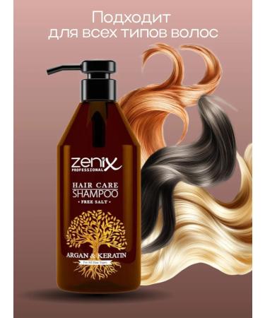 Zenix Hair shampoo with argan oil and keratin 1 liter - Buy Online on GoSupps.com