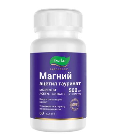 Evalar Magnesium acetyl taurinate 500 mg from stress 60 capsules - Buy Online on GoSupps.com
