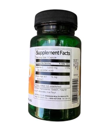 Swanson Vitamin C and rosehip extract 1000 mg 100 capsules - Buy Online on GoSupps.com