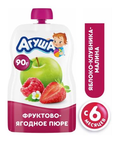 AGUSHA Puree fruit apple-club-raspberry 90g x 10pcs - Buy Online on GoSupps.com